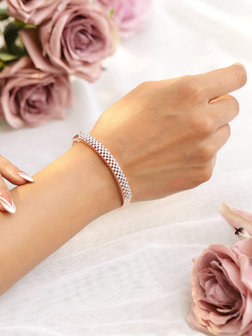 Rubans Rose Gold Plated Cubic Zirconia Bangle Style Bracelet Bracelet
