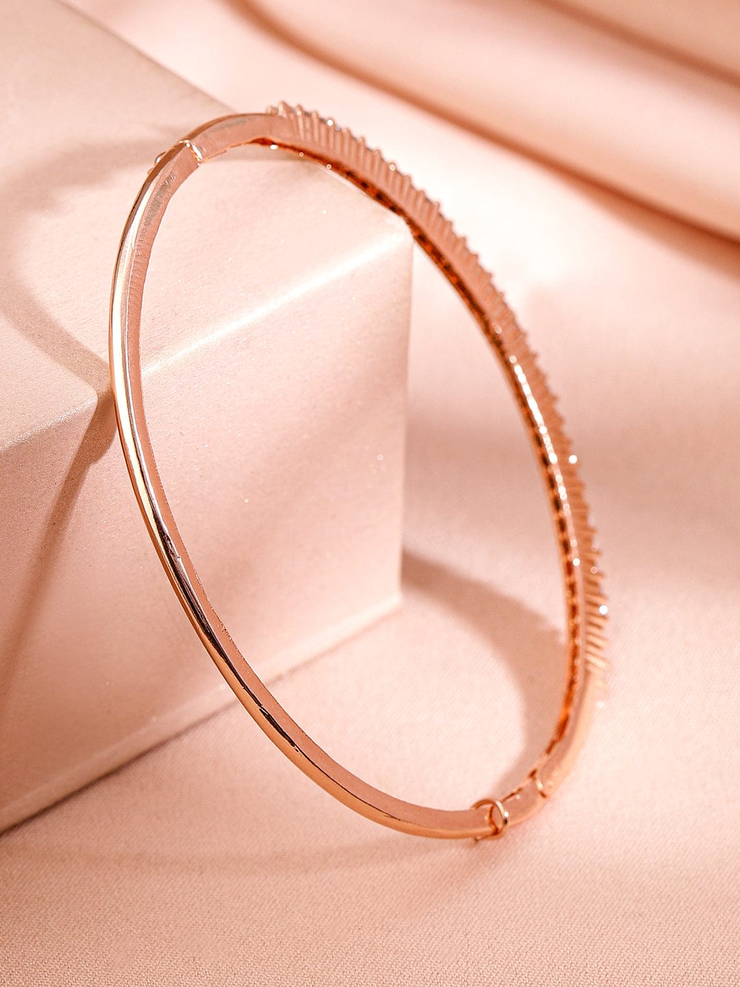 Rubans Rose Gold Plated Cubic Zirconia Bangle Style Bracelet Wristwear