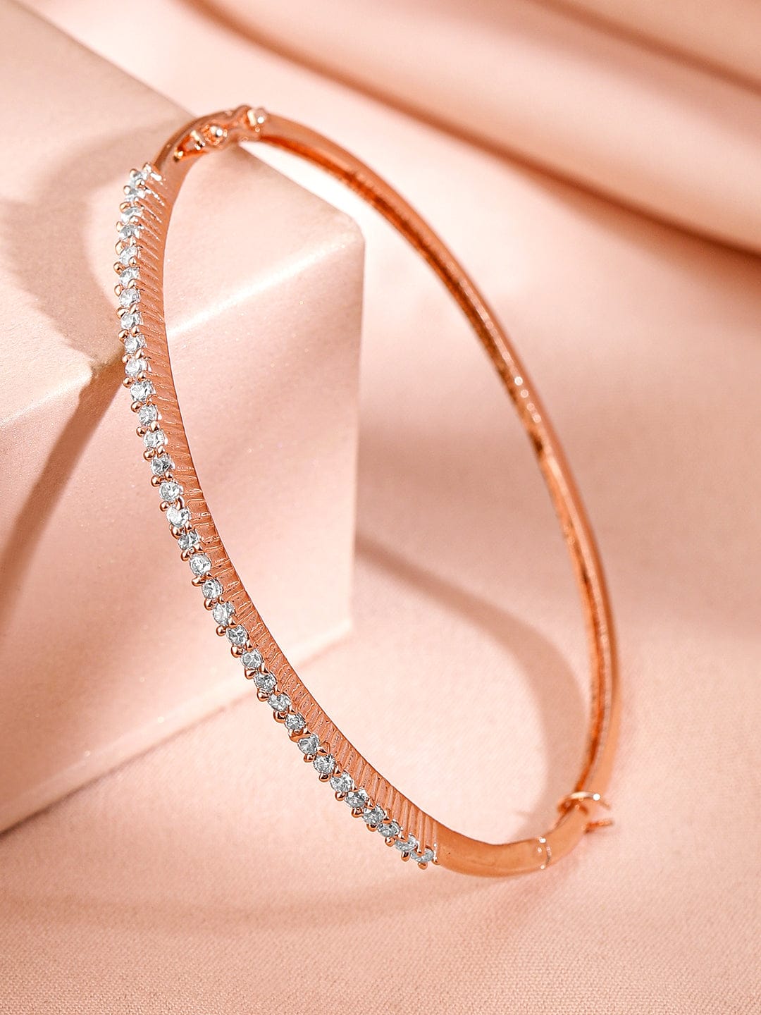 Rubans Rose Gold Plated Cubic Zirconia Bangle Style Bracelet Wristwear
