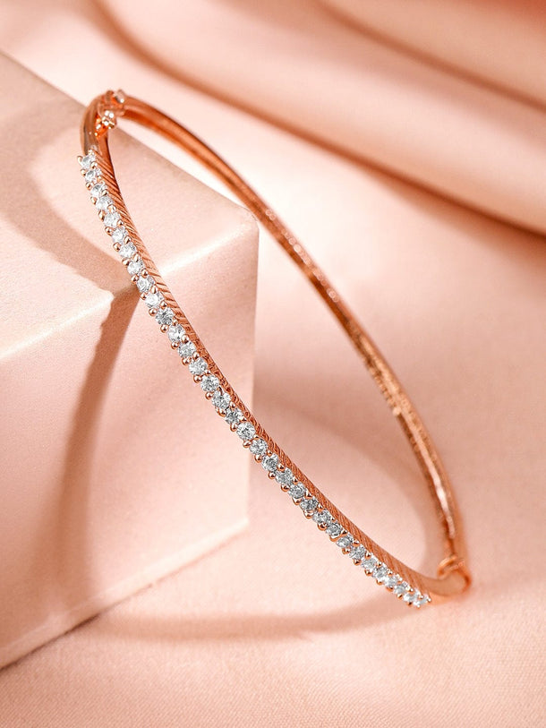 Rubans Rose Gold Plated Cubic Zirconia Bangle Style Bracelet Wristwear
