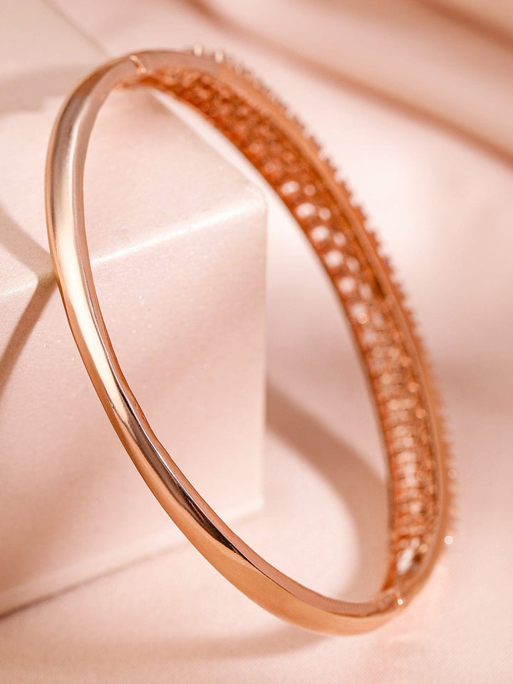 Rubans Rose Gold Plated Cubic Zirconia Bangle Style Bracelet Wristwear