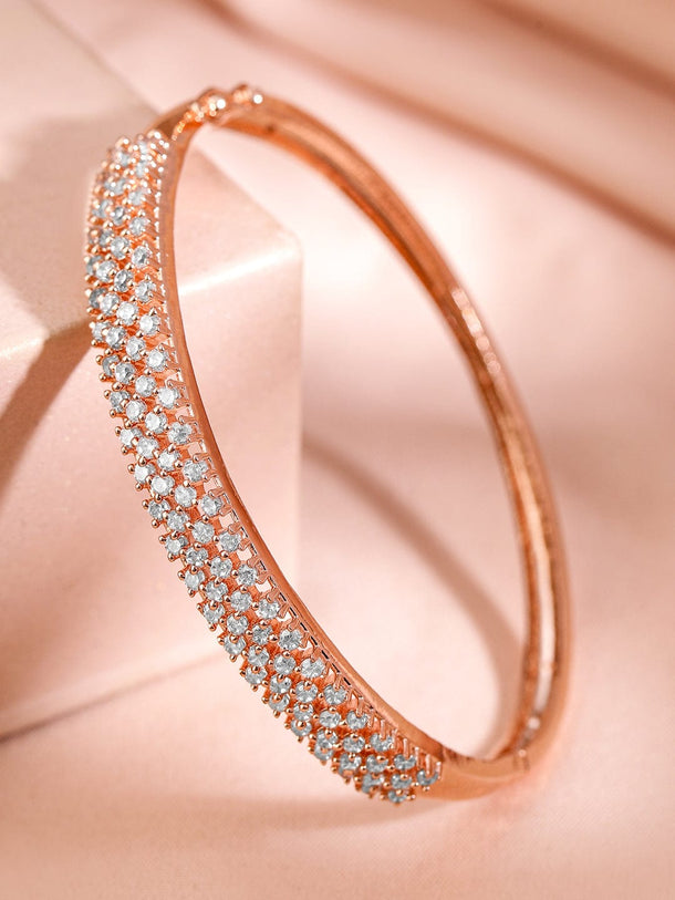 Rubans Rose Gold Plated Cubic Zirconia Bangle Style Bracelet Wristwear