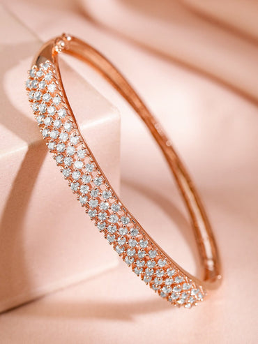 Rubans Rose Gold Plated Cubic Zirconia Bangle Style Bracelet Wristwear