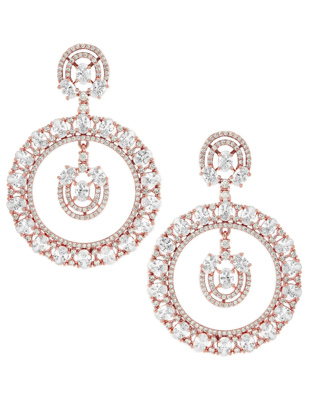 Rubans Rose Gold Plated Handcrafted AD Studded Drop Earrings Earrings