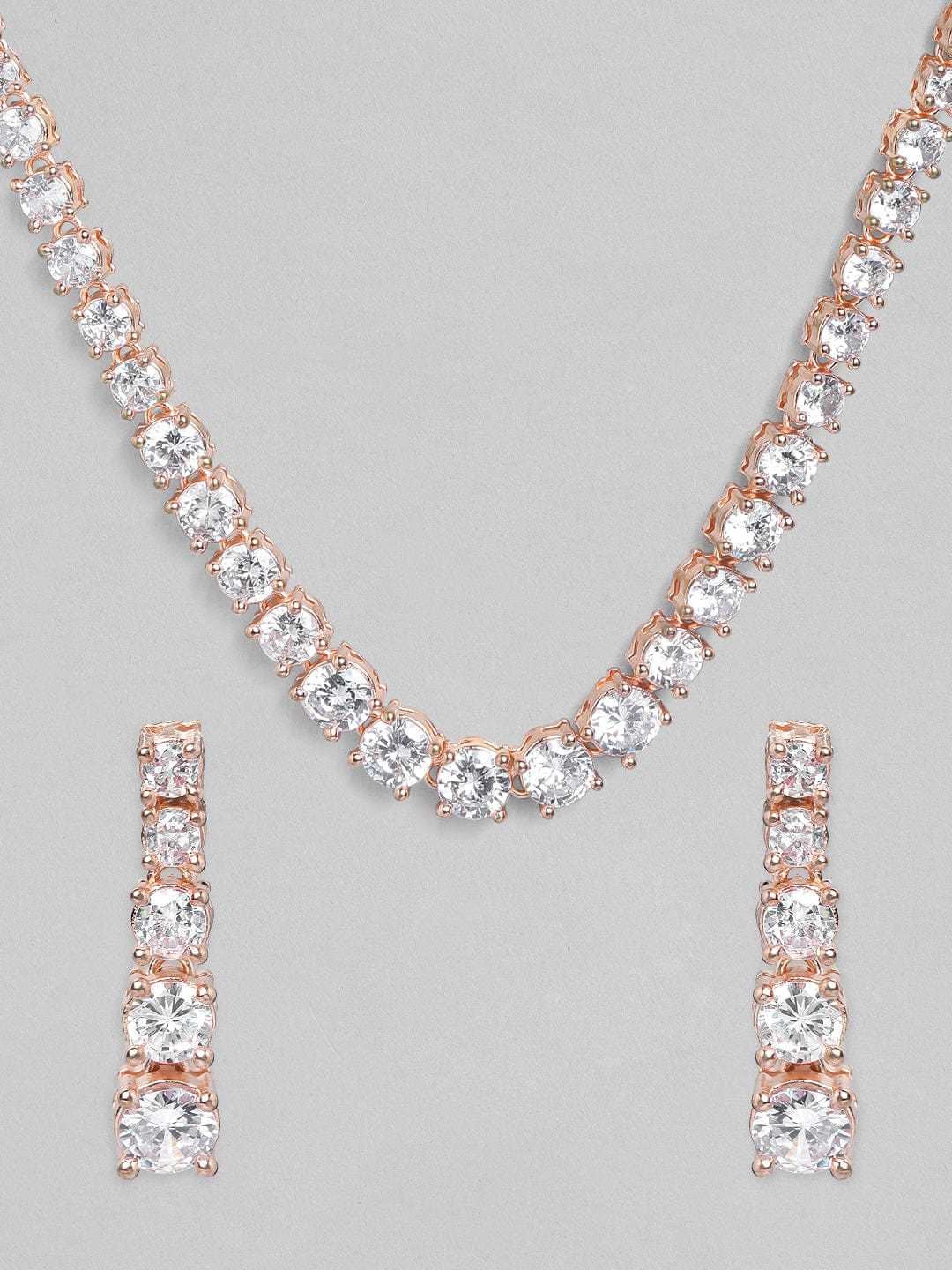 Rubans Rose Gold  Plated Handcrafted Zircon Stone Necklace Set Necklace Set