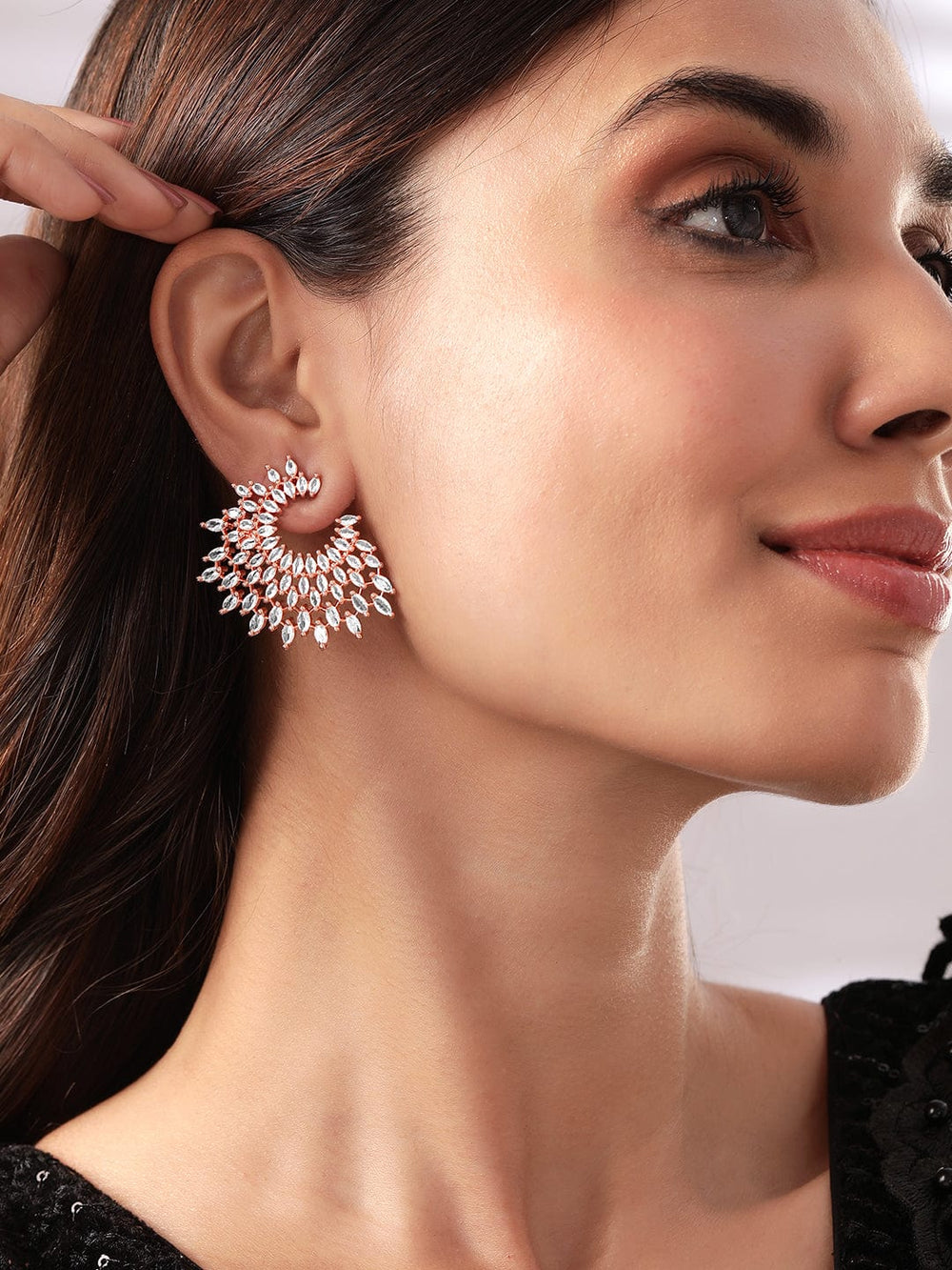 Rubans Rose Gold Plated Handcrafted Zircon Stone Stud Earrings Earrings