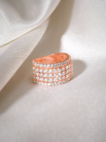 Rubans Rose-Gold-Plated High-Quality Cubic Zirconia Finger Ring Rings