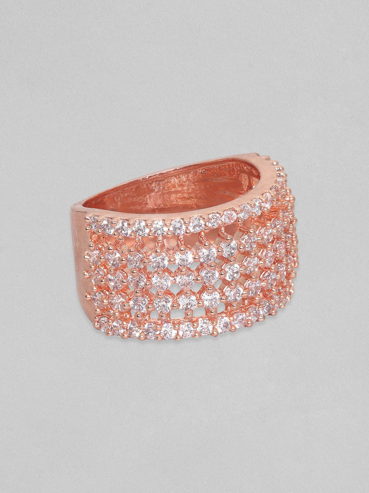 Rubans Rose-Gold-Plated High-Quality Cubic Zirconia Finger Ring Rings