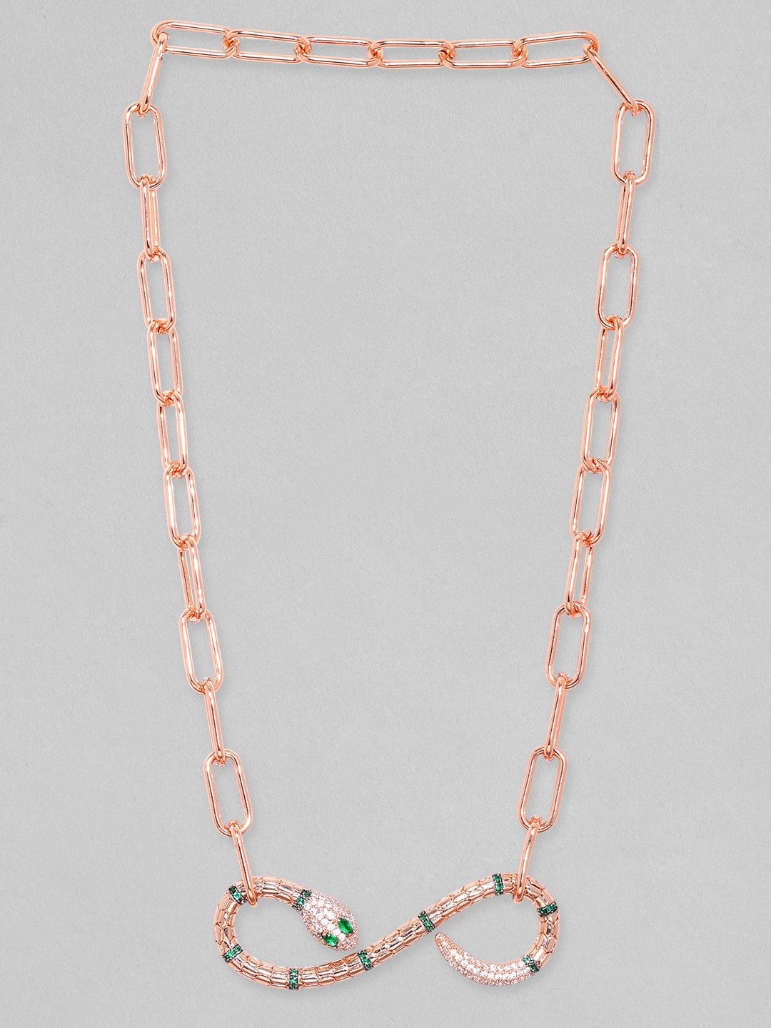 Rubans Rose Gold Plated Star Cut White & Green Zirconia Necklace. Chain & Necklaces