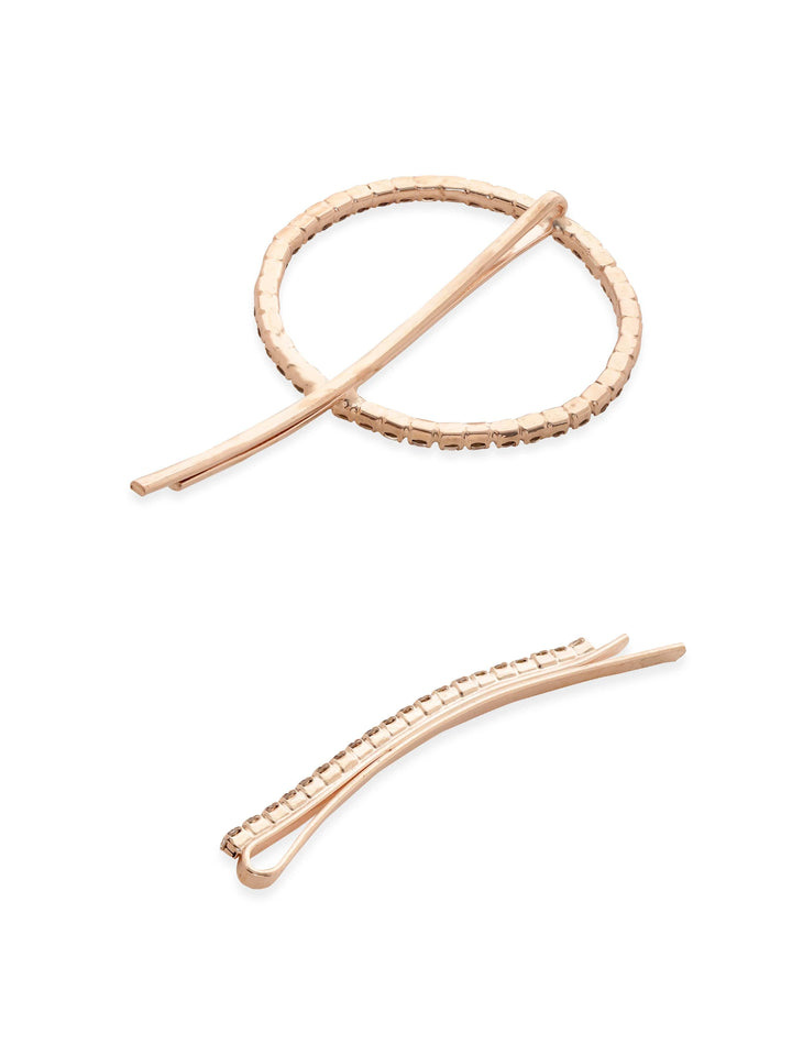 RUBANS Rose Gold plated Stone studded Set of 2 bobby pins. Bracelets