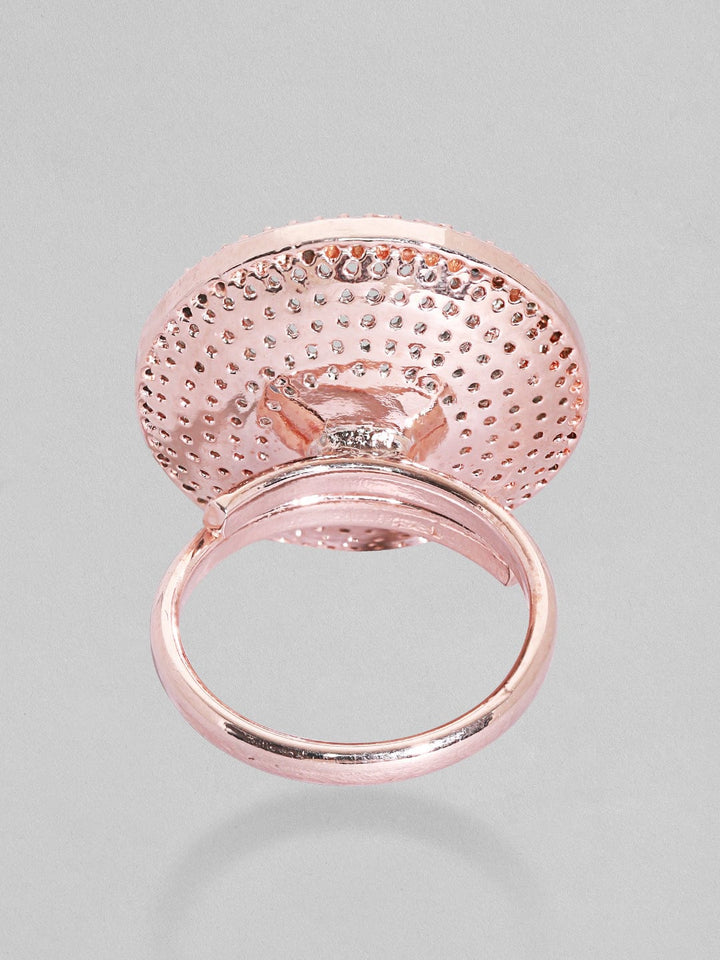 Rubans Rose-Gold Plated Zircone-Studded Pearl Ring Rings