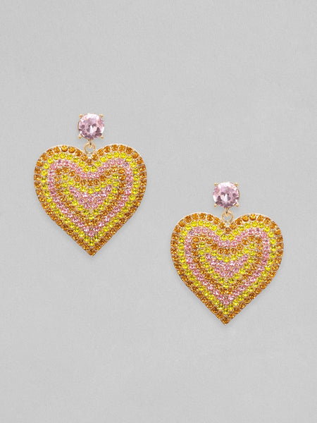 Rubans Rose Gold Toned Pink Gradient Heart Shaped Dangle Earrings Earrings