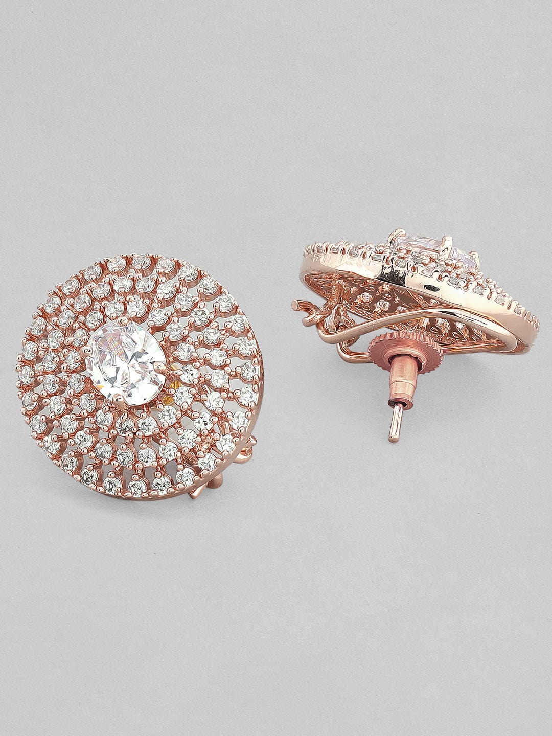 Avsar 18k 750 Rose Gold and Diamond Stud Earrings for Women  Amazonin  Fashion