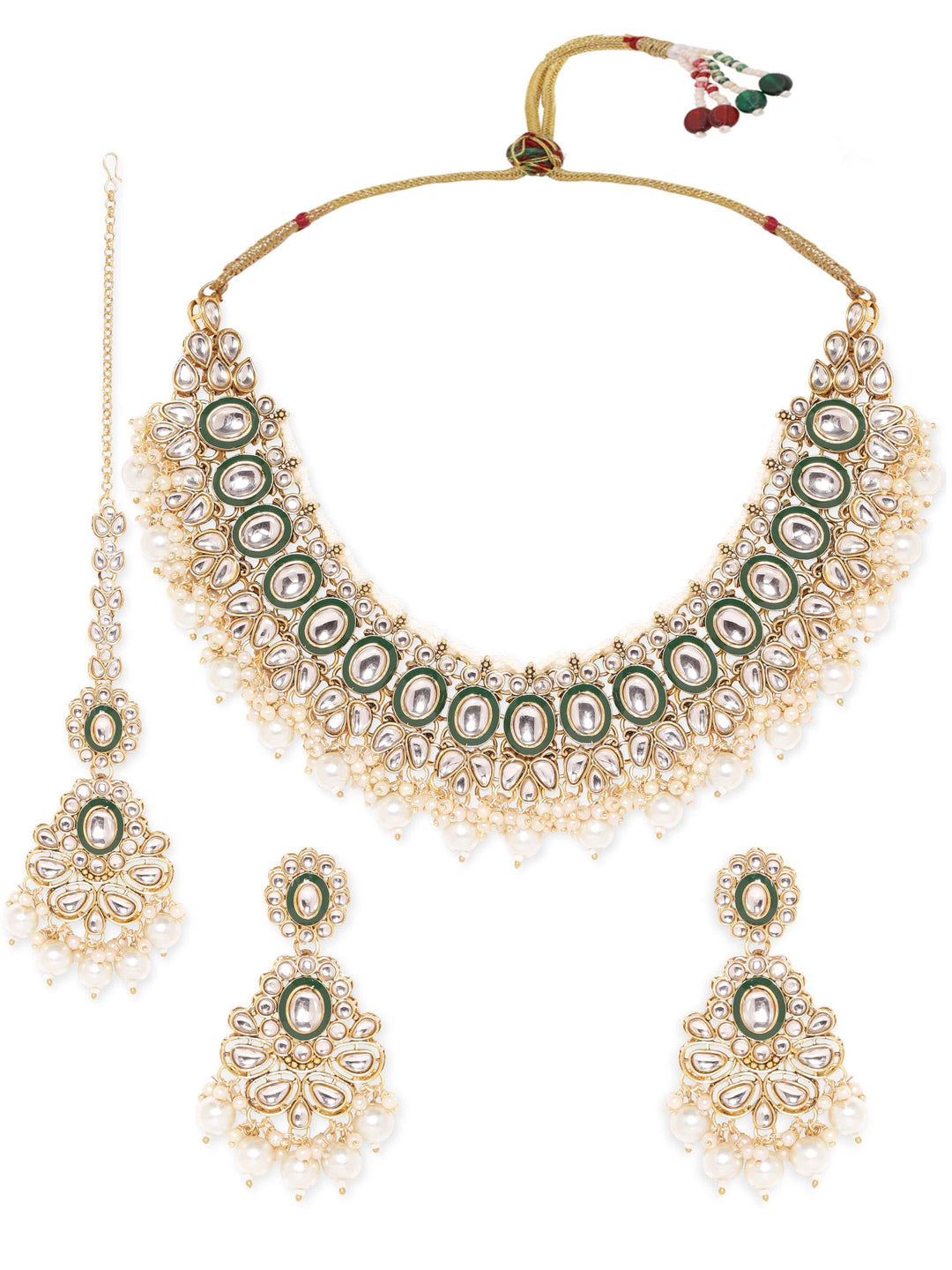 Rubans Royal Opulence 22k Gold Plated Kundan and Pearl Beaded Jewelry Set Jewellery Sets