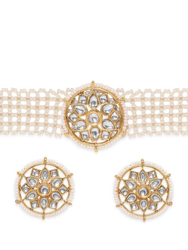 Rubans Royal Splendor 22K Gold Plated Kundan and Pearl beaded Choker jewelry Set Jewellery Sets