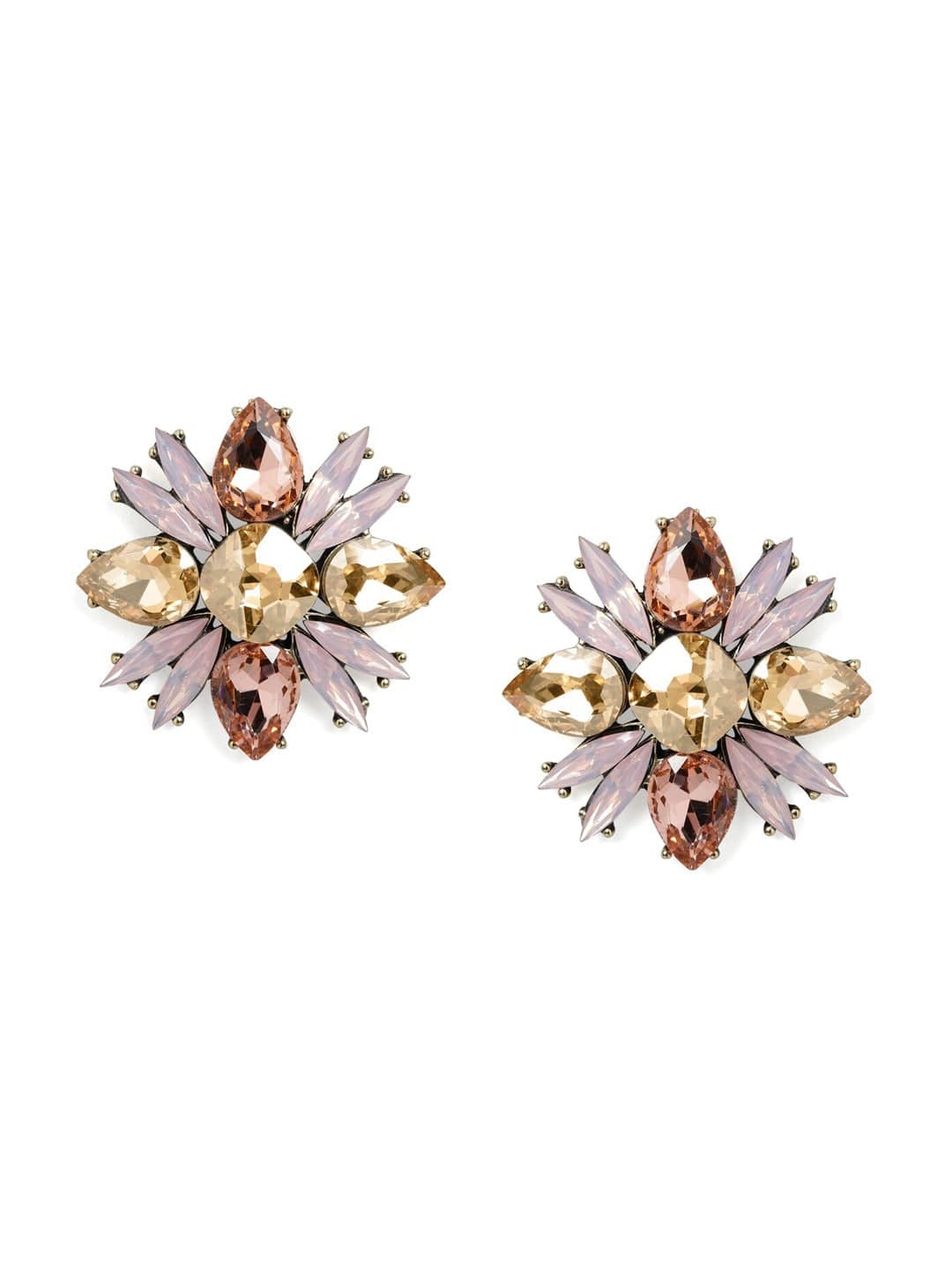 Rubans Rubans Gold-Toned  Pink Floral Studs Studs