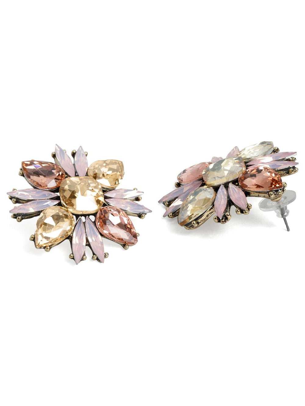 Rubans Rubans Gold-Toned  Pink Floral Studs Studs