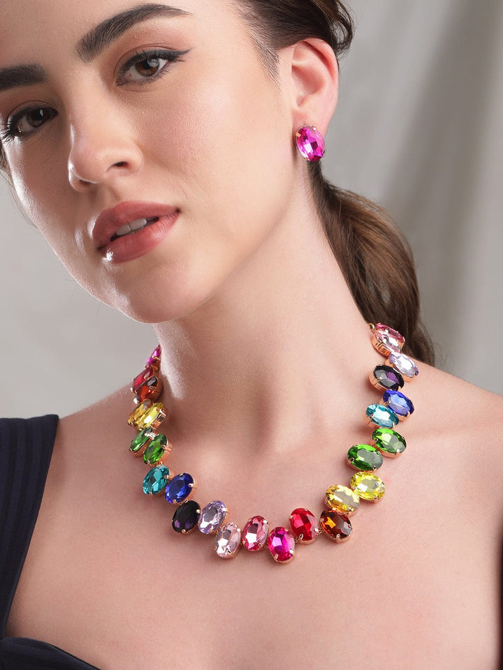 Rubans Rustic Radiance A Multicolored Gemstone Western Necklace Set Jewellery Sets