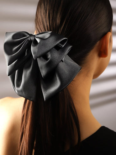 Rubans Satin Black Statement Bow Hair Accessory for Elegant & Chic Hairstyles Hair Accessory