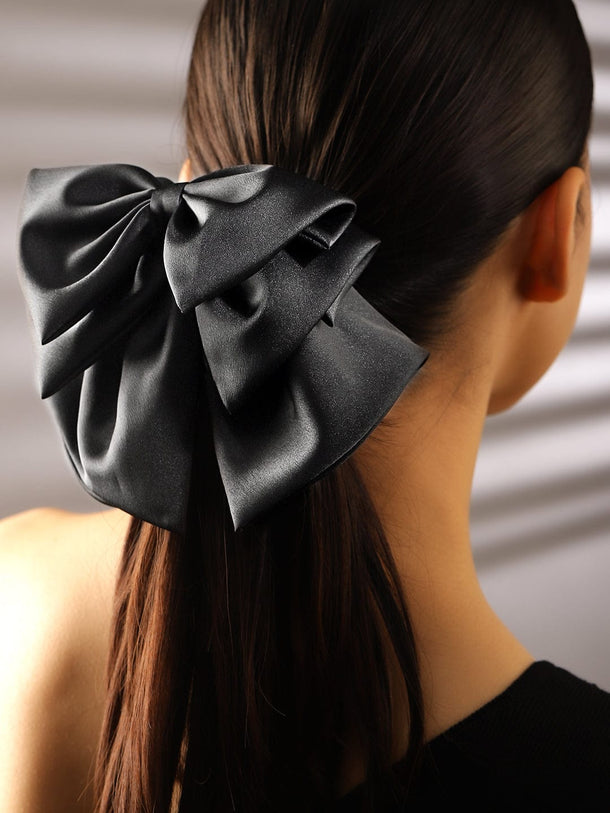 Rubans Satin Black Statement Bow Hair Accessory for Elegant & Chic Hairstyles Hair Accessory