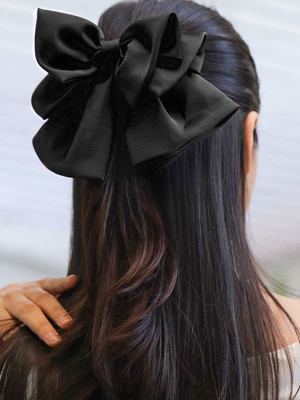Rubans Satin Black Statement Bow Hair Accessory for Elegant & Chic Hairstyles Hair Accessory