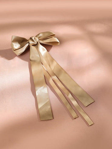 Rubans Satin Gold-Tone Statement Bow Hair Accessory for Chic & Elegant Styling Hair Accessory