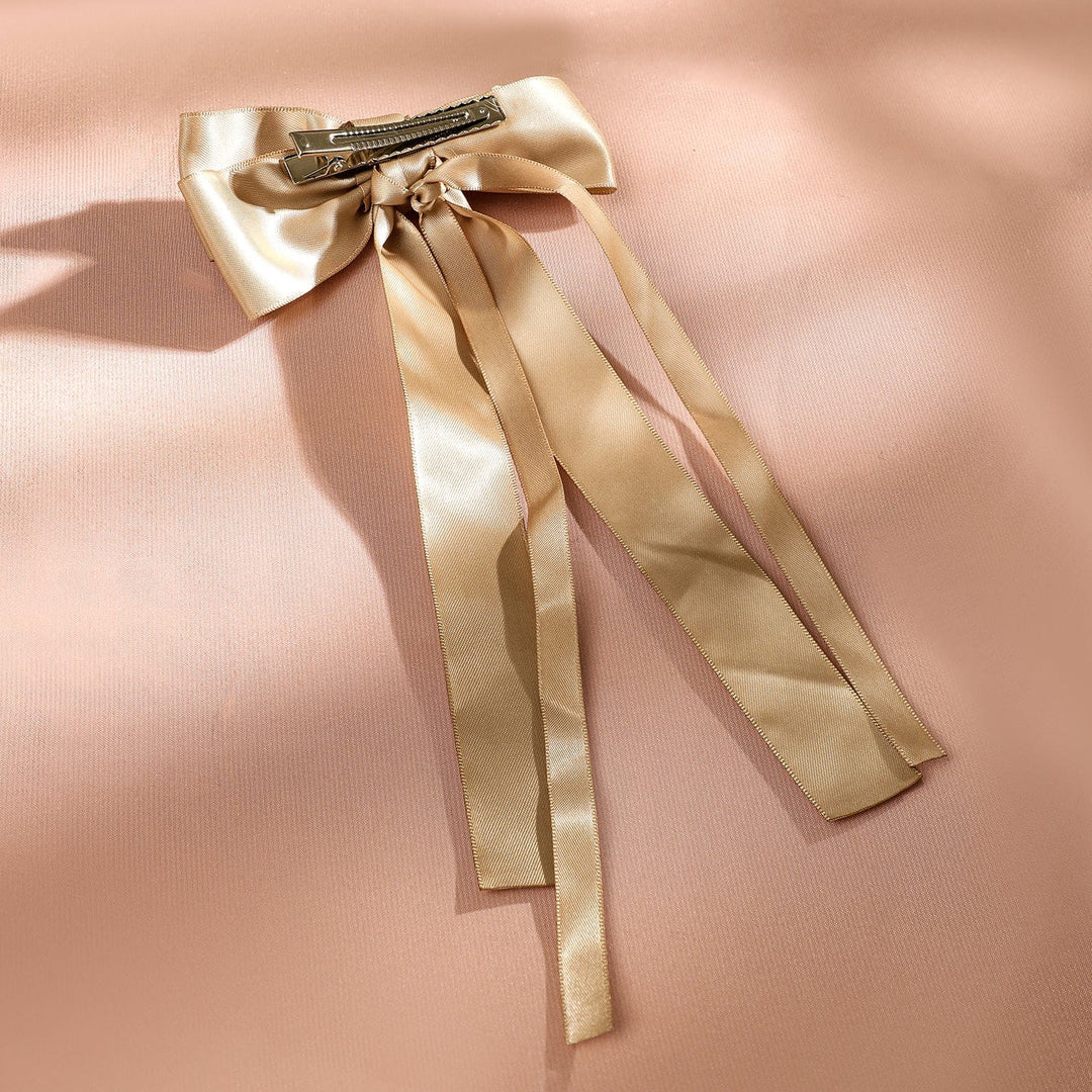 Rubans Satin Gold-Tone Statement Bow Hair Accessory for Chic & Elegant Styling Hair Accessory