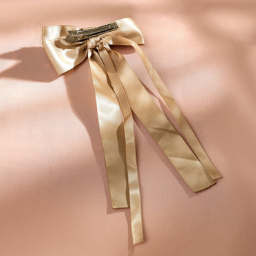 Rubans Satin Gold-Tone Statement Bow Hair Accessory for Chic & Elegant Styling Hair Accessory