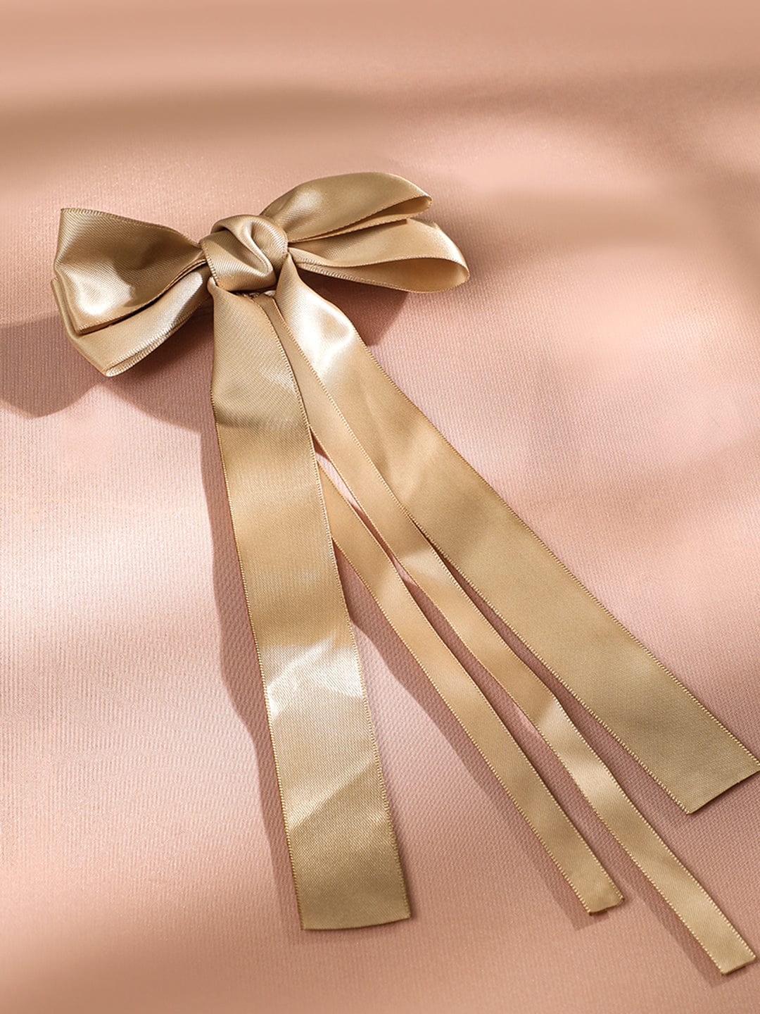 Rubans Satin Gold-Tone Statement Bow Hair Accessory for Chic & Elegant Styling Hair Accessory