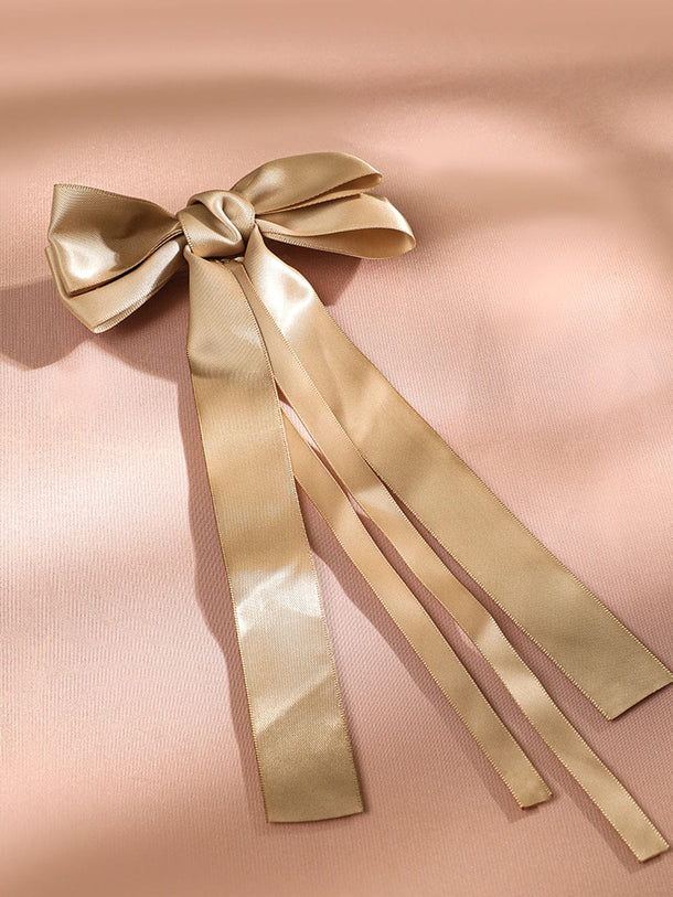 Rubans Satin Gold-Tone Statement Bow Hair Accessory for Chic & Elegant Styling Hair Accessory