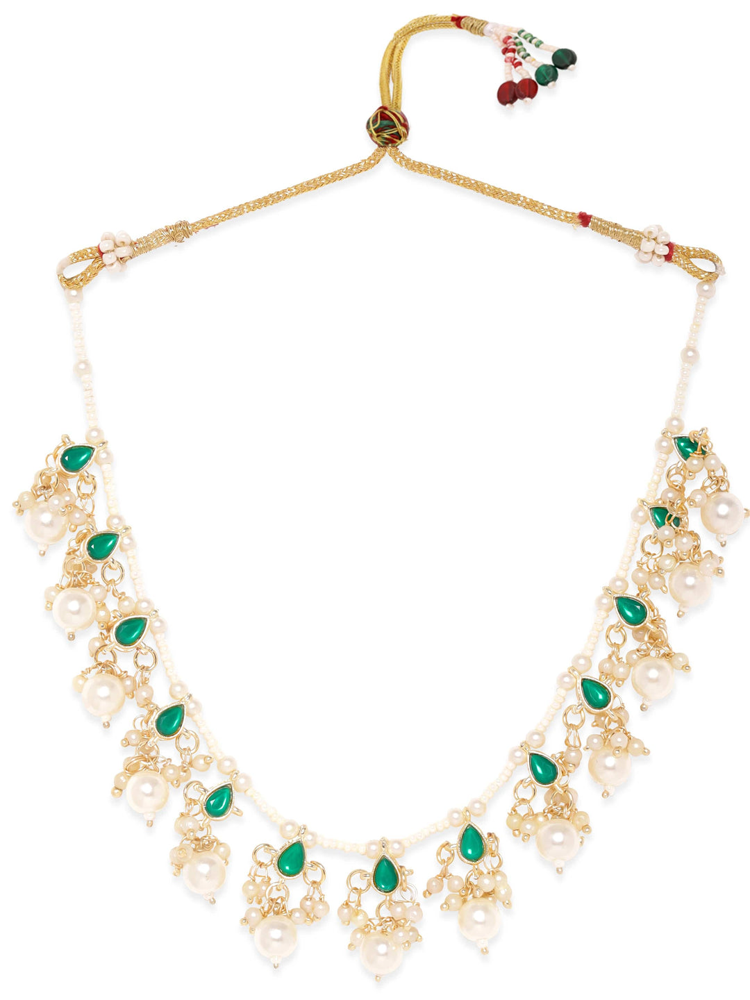 Rubans Serene Harmony Green Stone White Pearl Necklace Necklace