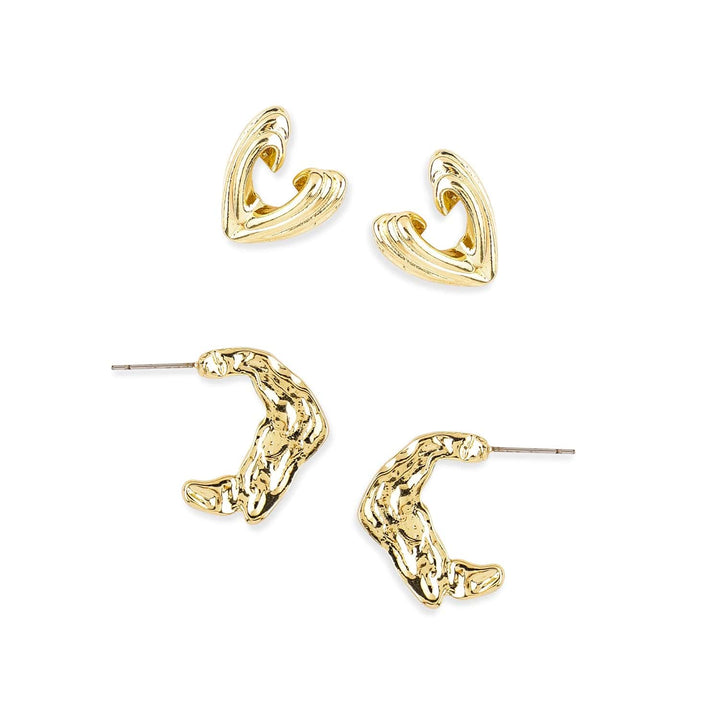 Rubans Set of 2 18K Gold Plated Abstract Design Hoop & Stud Earrings Stylish Combo Set Earrings