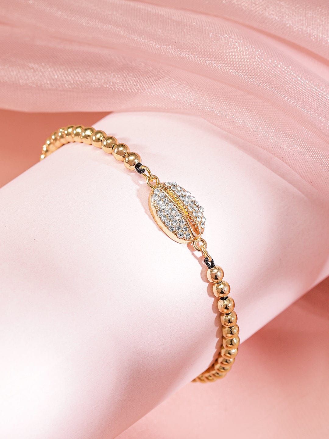 Rubans Set of 2, 18K Gold-Plated Evil Eye & Cowrie Shell Motif Bracelets Wristwear