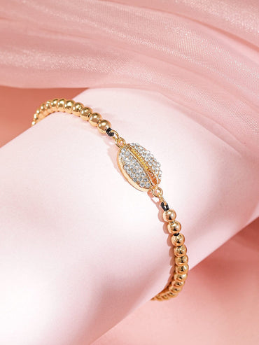 Rubans Set of 2, 18K Gold-Plated Evil Eye & Cowrie Shell Motif Bracelets Wristwear