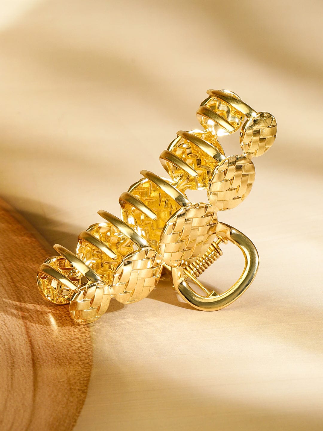 Rubans Set of 2 18K Gold Plated Hair Claw Clip â€“ Leaf & Braided Statement Hair Accessories Hair Accessory