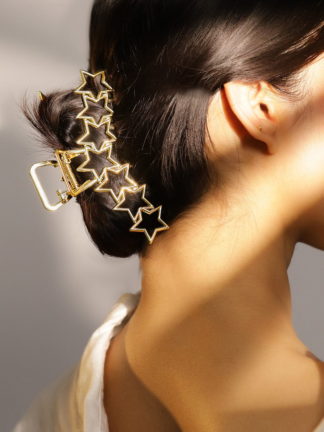 Rubans Set of 2 18K Gold Plated Hair Claw Clip â€“ Star & Braided Statement Hair Accessories Hair Accessory