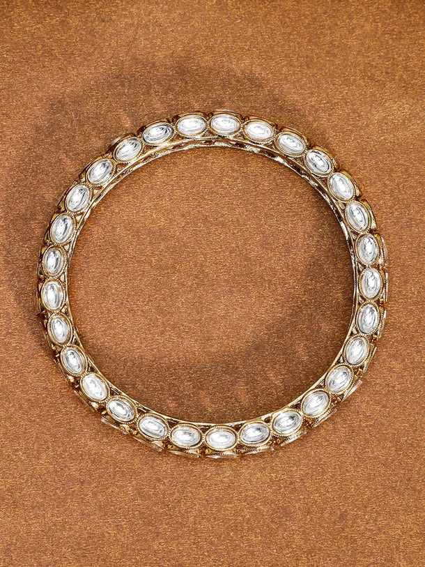 Rubans Set of 2, 18K Gold-Plated Kundan Studded Handcrafted Traditional Bangles Bangles & Bracelets