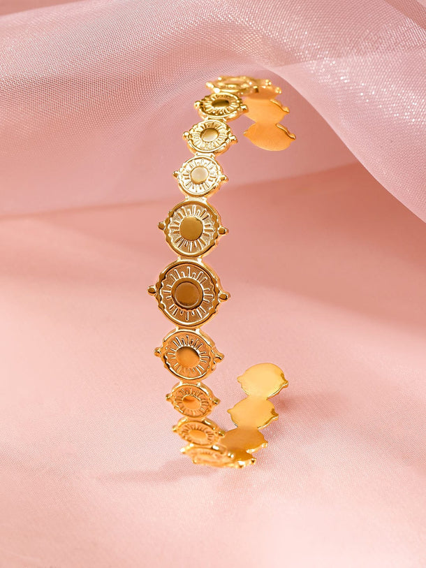 Rubans Set of 2, 18K Gold-Plated Owl & Coin Motif Bracelets Wristwear