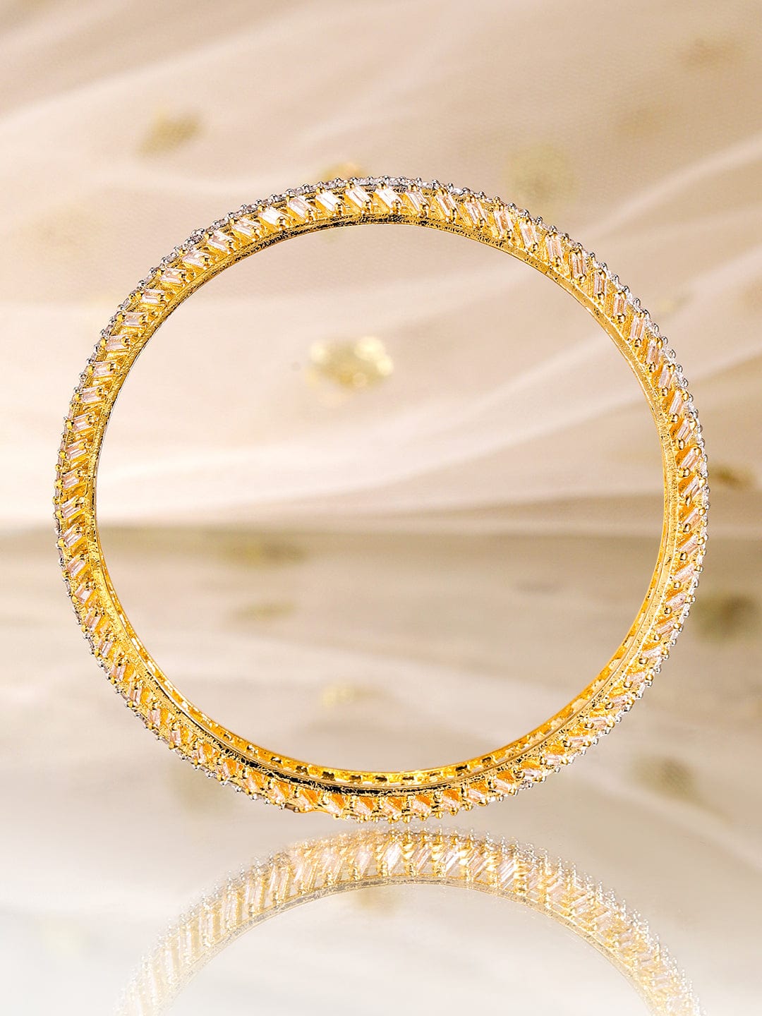 Rubans Set Of 2 22K Gold-Plated CZ-Studded Bangles Bangles & Bracelets