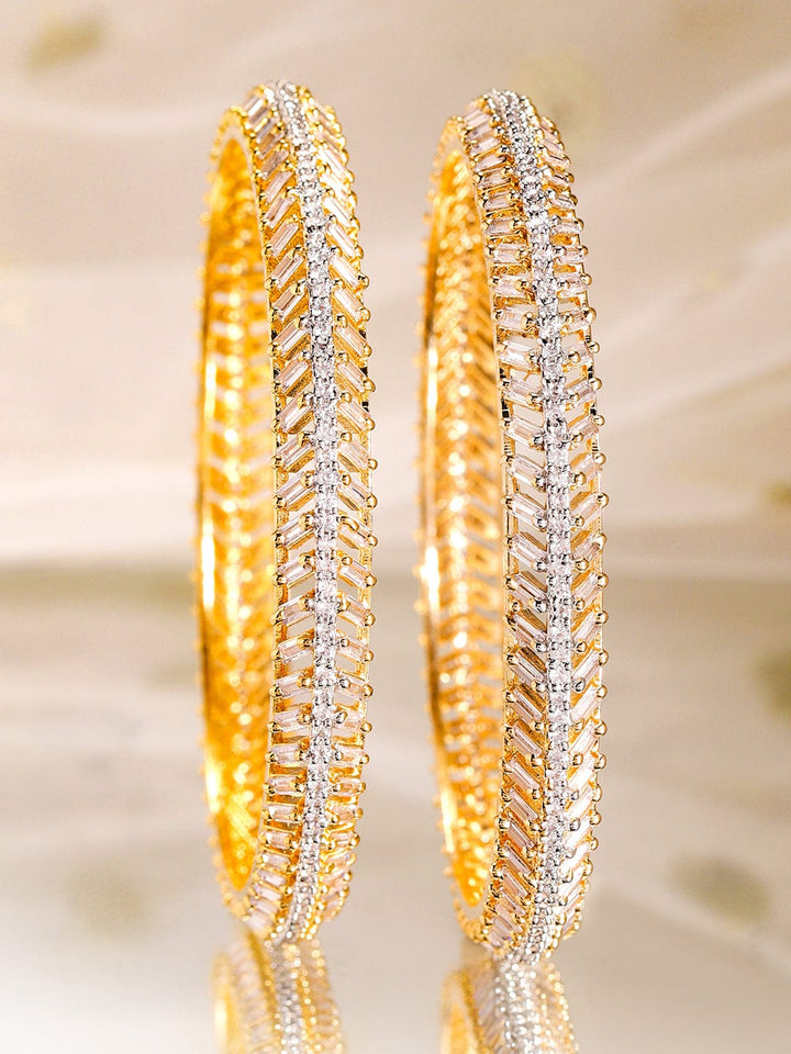 Rubans Set Of 2 22K Gold-Plated CZ-Studded Bangles Bangles & Bracelets