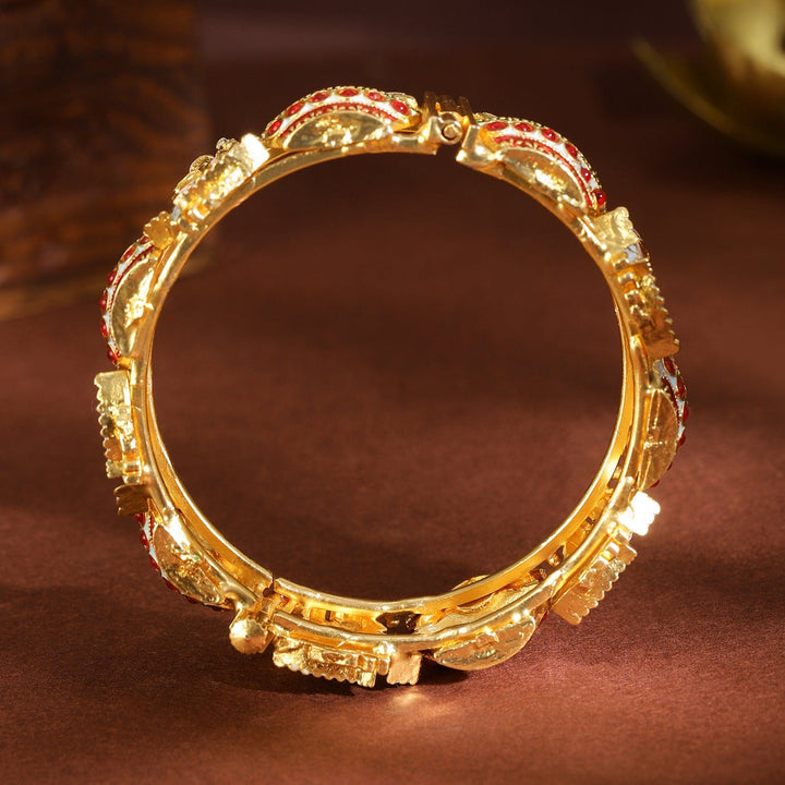 Rubans Set of 2, 22K Gold-Plated Handcrafted Traditional Bridal Bangles with Multicolor Enamel Work Bangles