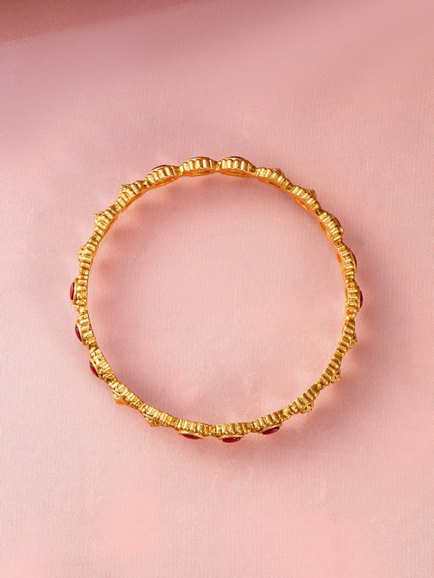 Rubans Set of 2 22K Gold-Plated Ruby Stone Studded Ethnic Bangles Wristwear