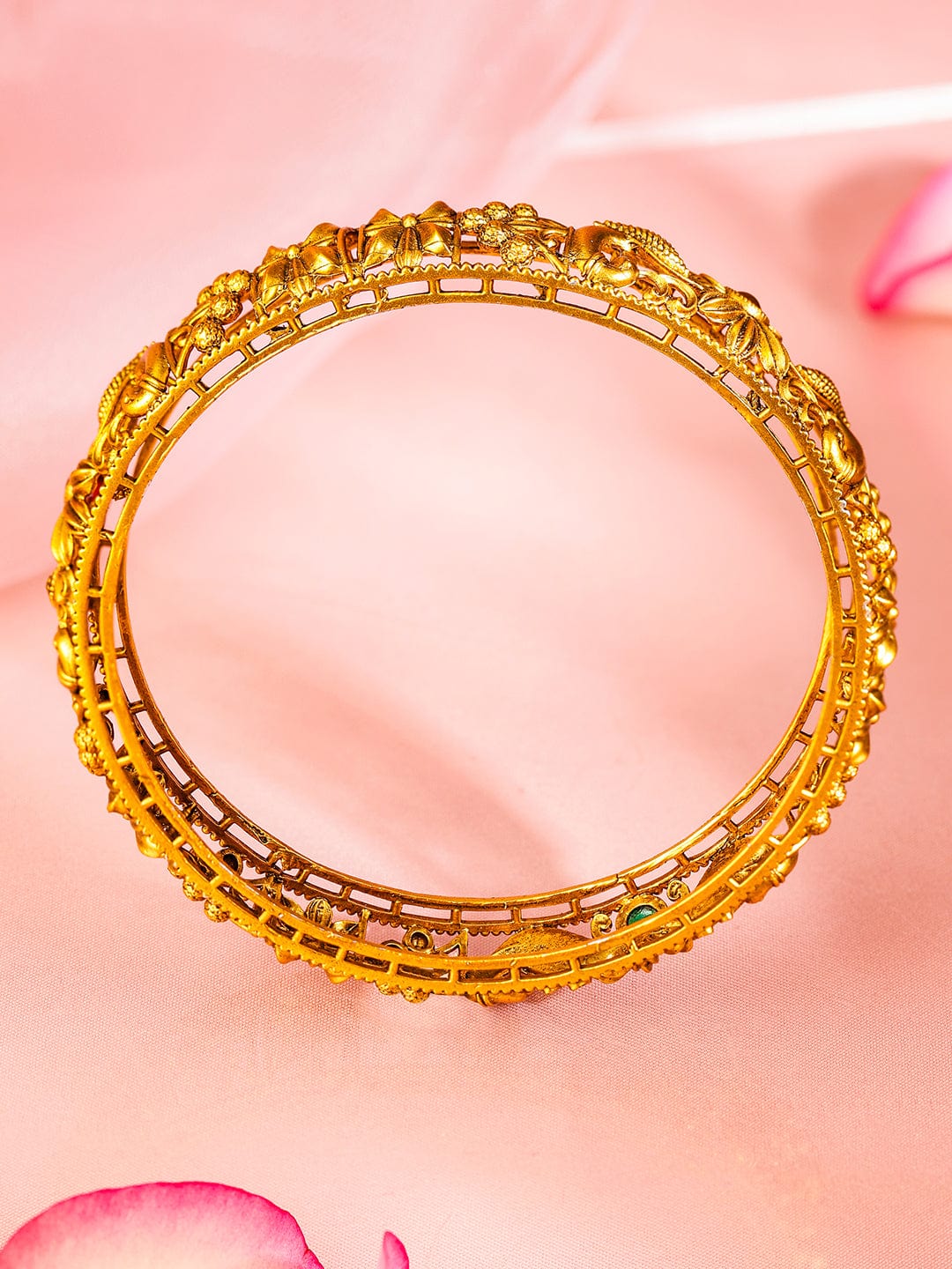 Rubans Set Of 2 22K Gold-Plated Stone Studded Bangles Bangles & Bracelets