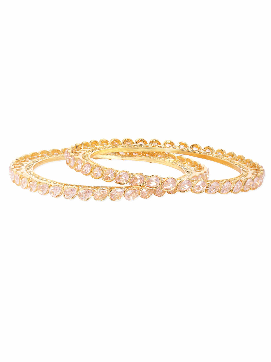 Rubans Set of 2, 22K Gold plating Pave Zirconia studded contemprory bangles Bangles & Bracelets