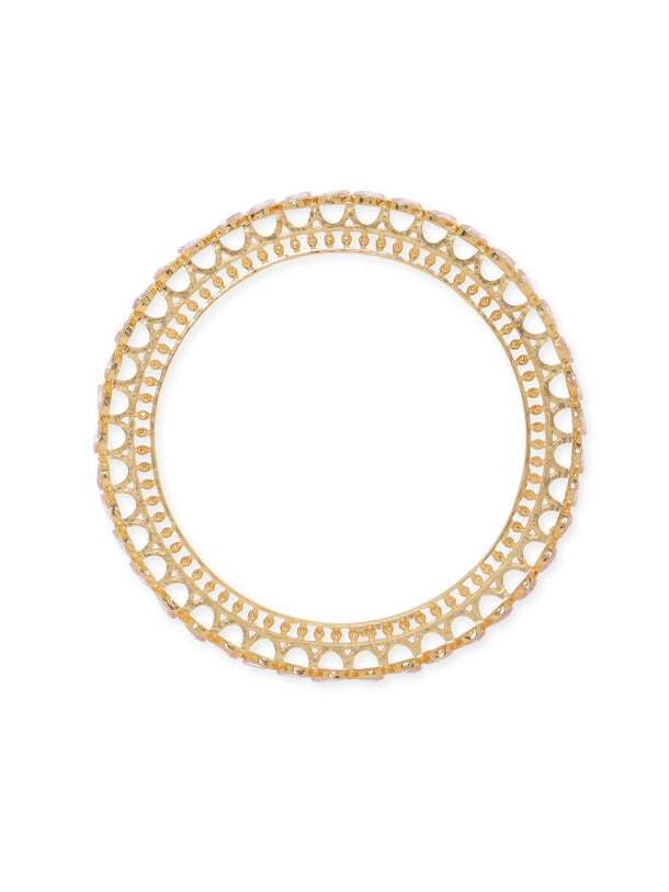 Rubans Set of 2, 22K Gold plating Pave Zirconia studded contemprory bangles Bangles & Bracelets