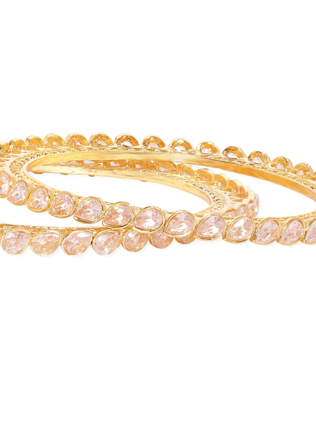 Rubans Set of 2, 22K Gold plating Pave Zirconia studded contemprory bangles Bangles & Bracelets