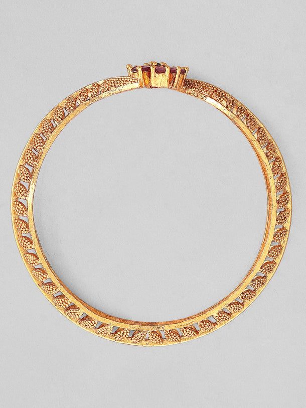 Rubans Set Of 2 24K Gold-Plated Handcrafted Ruby-Studded Bangles Bangles & Bracelets