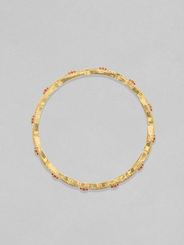 Rubans Set Of 2, 24K Gold Plated Red & Green Zircons Minimal Bangles Bangles & Bracelets