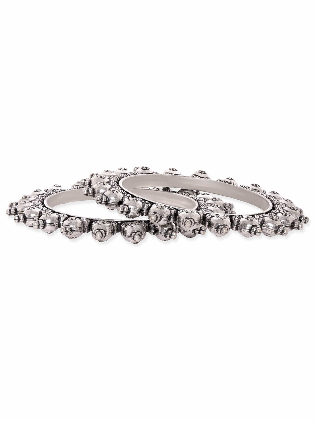 Rubans Set of 2 Artisan-Crafted Oxidized Silver-Plated Bangles Bangles & Bracelets