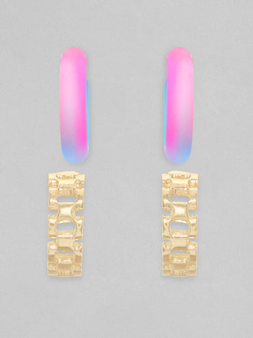 Rubans Set Of 2, Gold & Enamal Hoop Earrings